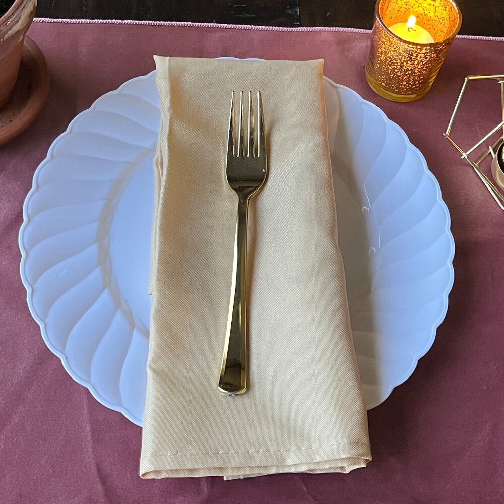 Champagne Polyester Linen Dinner Napkins Wedding Decor